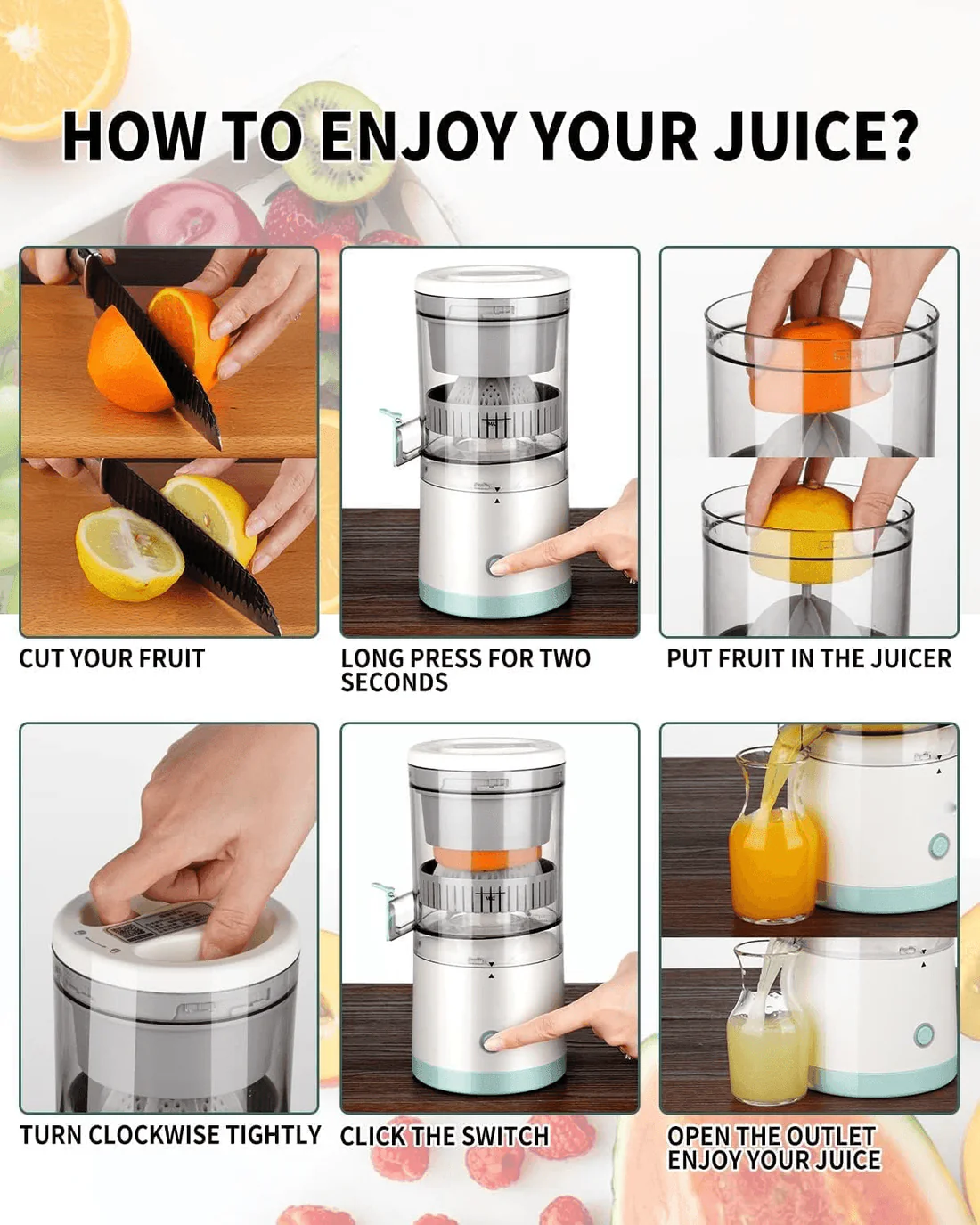 Portable USB Citrus Juicer – লেবু/ফল হাতেই কষে করতে ক্লান্ত? Citrus Juicer YZJ-001 - Image 4